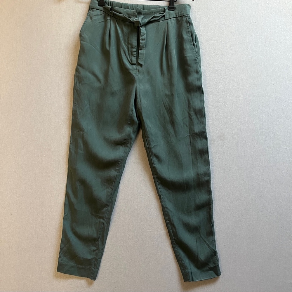 Frank & Oak Tencel Belted Khaki Green Trousers 2